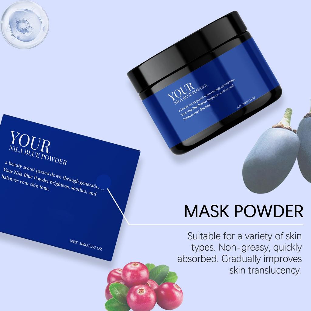 Nila Moroccan Blue Powder Facial Mask – Hydrating & Softening Skin (100g)