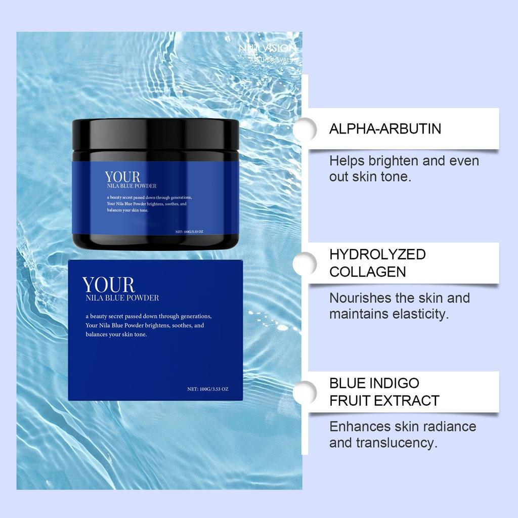 Nila Moroccan Blue Powder Facial Mask – Hydrating & Softening Skin (100g)